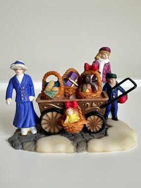 2001 Hershey’s Holiday Village Charity Baskets Cart Woman Girl Boy Christmas